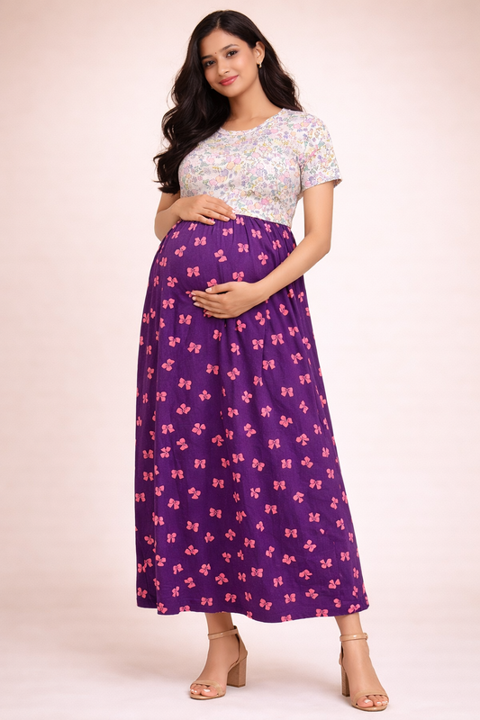 Jammies Haven Zipless Maternity & Feeding Gown | Dual Shade | P01