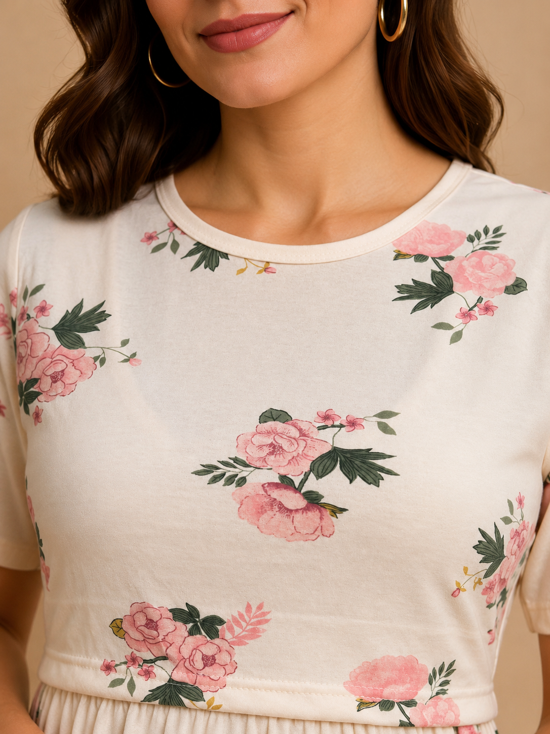 Zipless Cotton Maternity & Feeding Nightgown | Pregnancy Nighty | Ivory