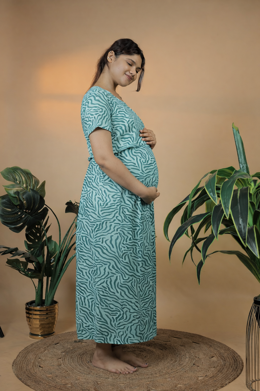 Jammies Haven Zipless Cotton Feeding & Nursing Gown – Tiger Stripe