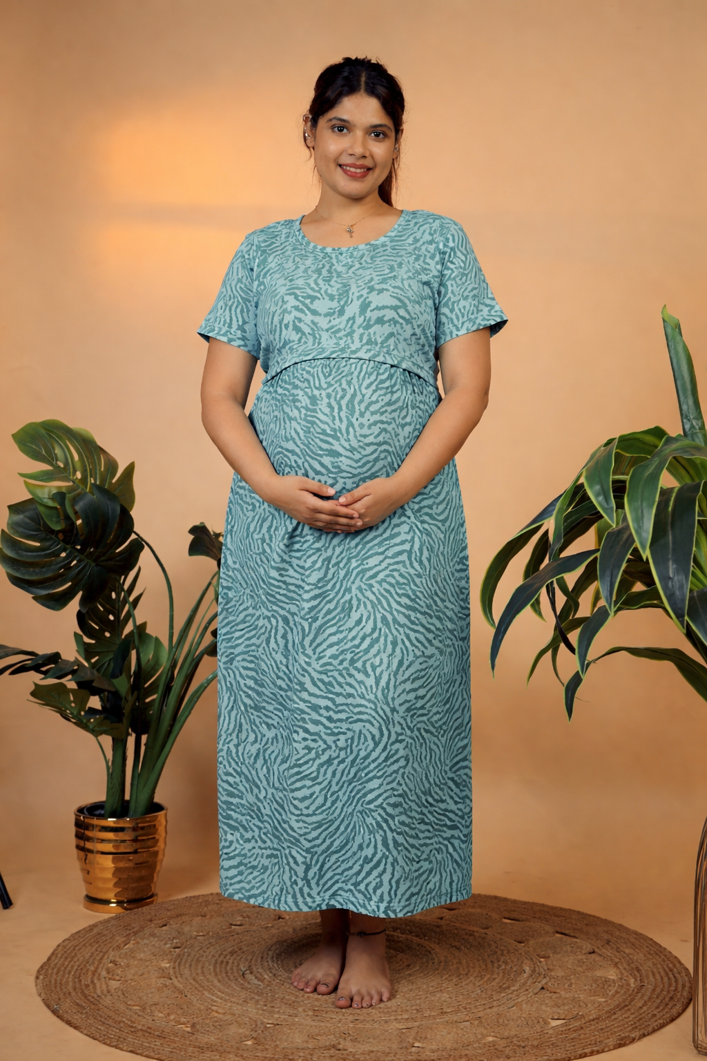 Jammies Haven Zipless Cotton Feeding & Nursing Gown – Tiger Stripe