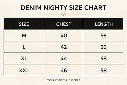 Soft Cotton Denim Nighty in Light Blue for Women | Premium Cotton | LGA01