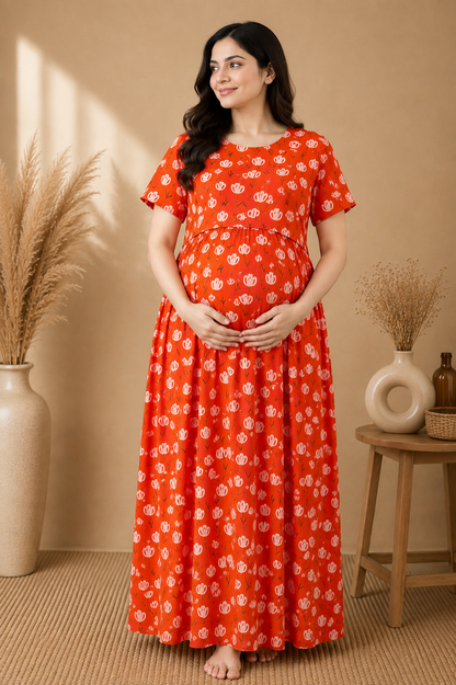 Zipless Cotton Maternity & Feeding Nightgown | Pregnancy | Amber Tulip
