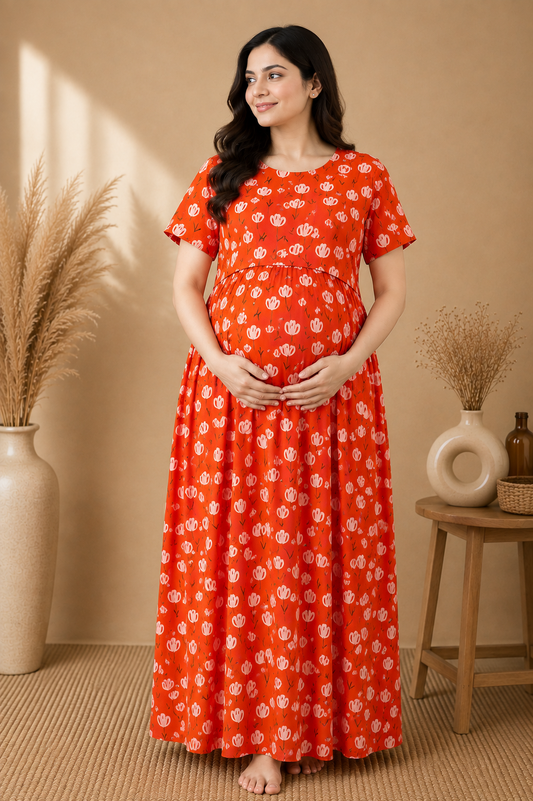 Zipless Cotton Maternity & Feeding Nightgown | Pregnancy | Amber Tulip