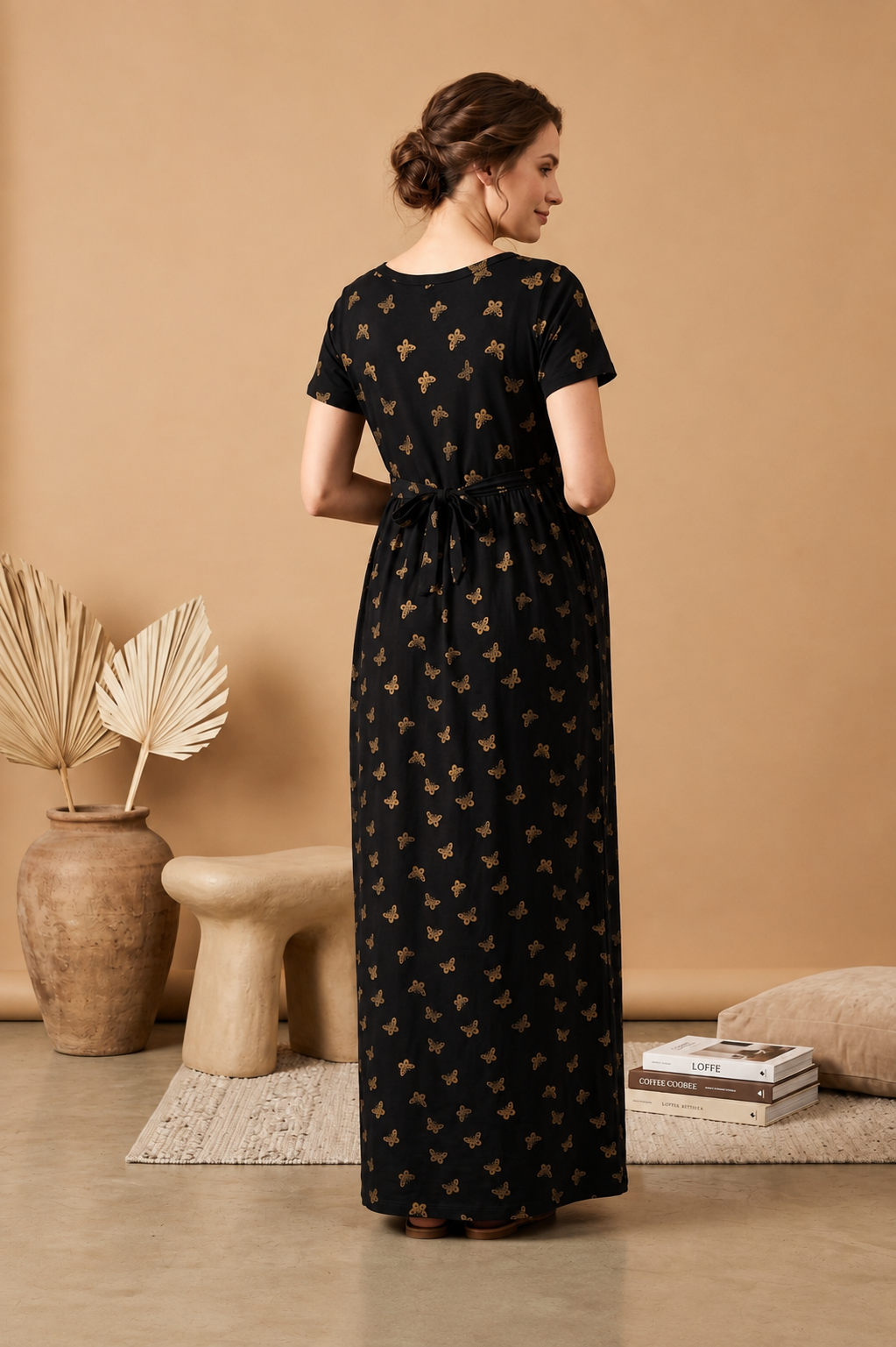 Zipless Cotton Maternity & Feeding Nightgown | Pregnancy | Black