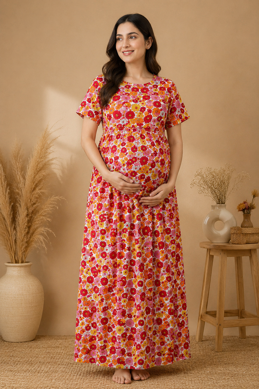 Zipless Cotton Maternity & Feeding Nightgown | Pregnancy | Daisy Bliss