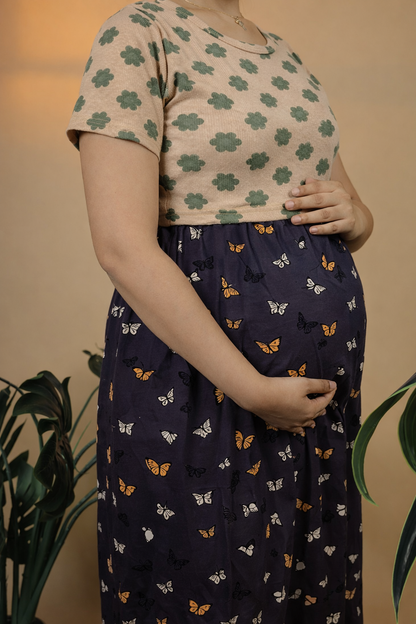 Zipless Cotton Maternity & Feeding Nightgown | Pregnancy Nighty | BTDS
