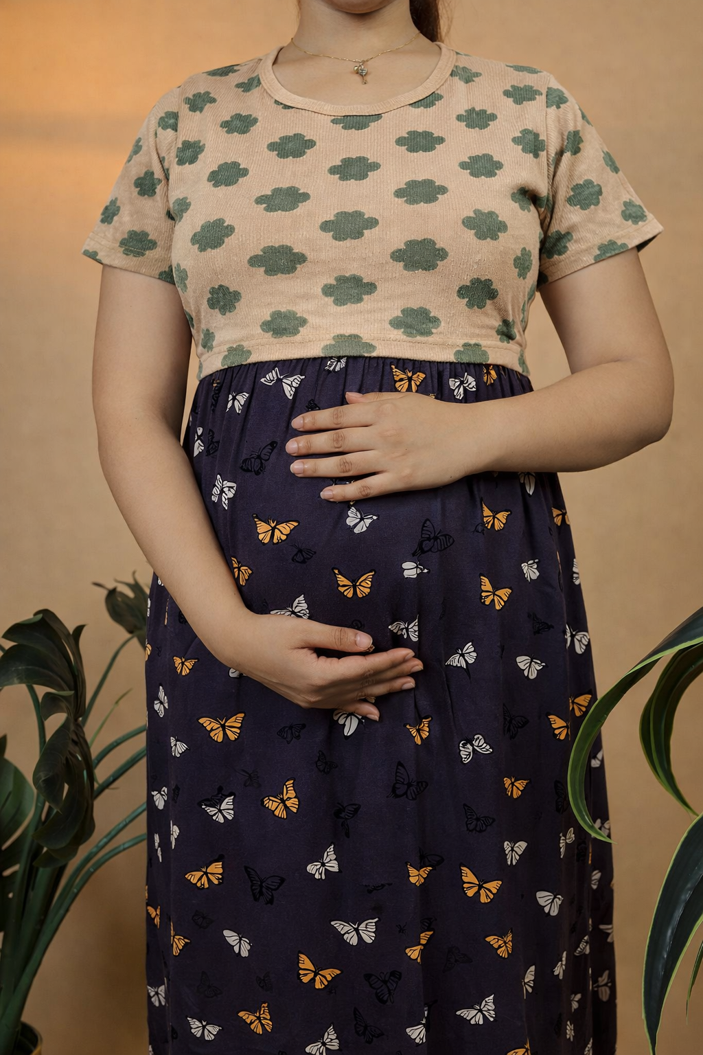 Zipless Cotton Maternity & Feeding Nightgown | Pregnancy Nighty | BTDS