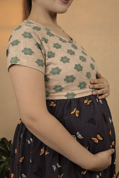 Zipless Cotton Maternity & Feeding Nightgown | Pregnancy Nighty | BTDS