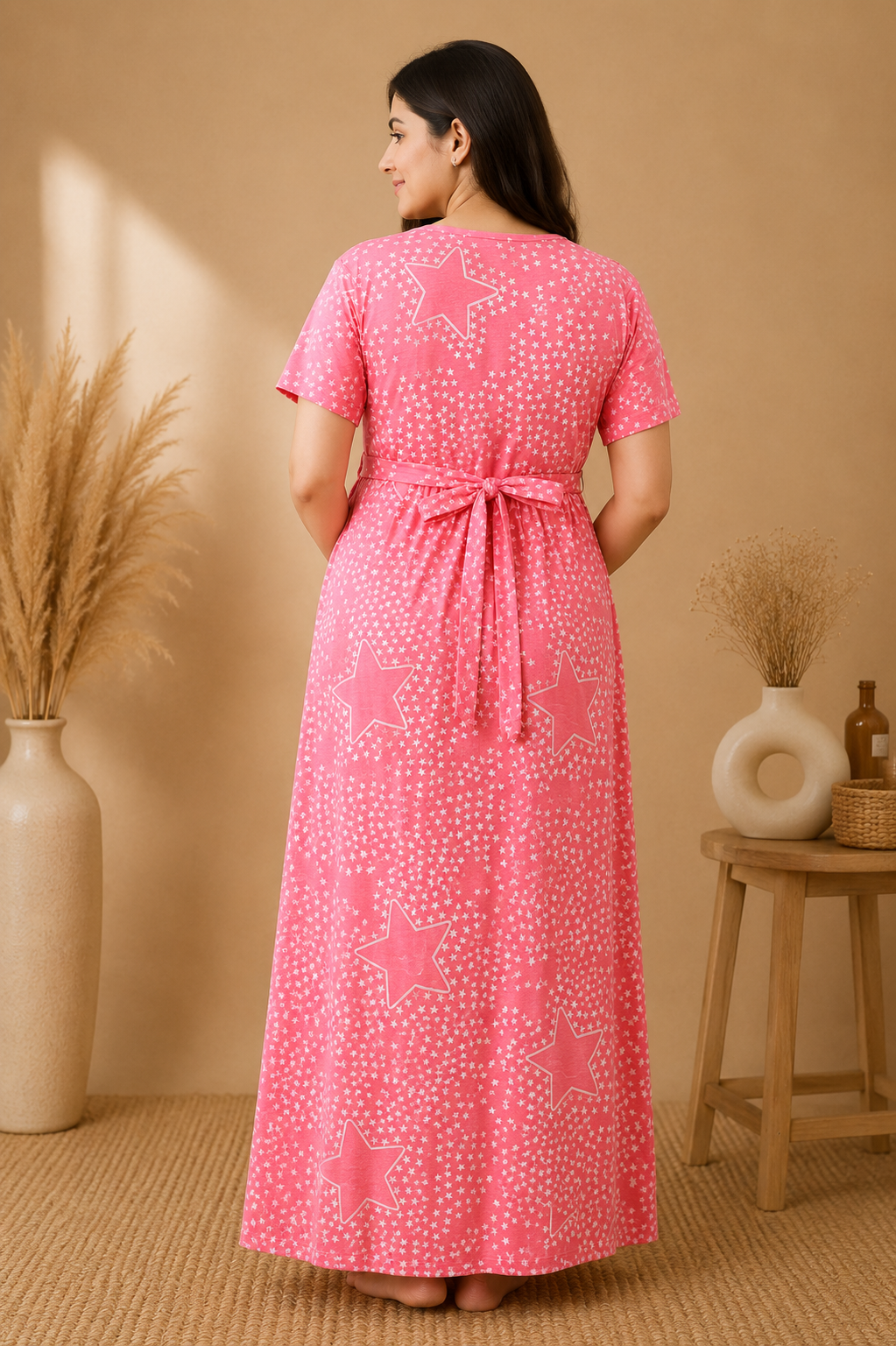 Zipless Cotton Maternity & Feeding Nightgown | Pregnancy | Blush Pink