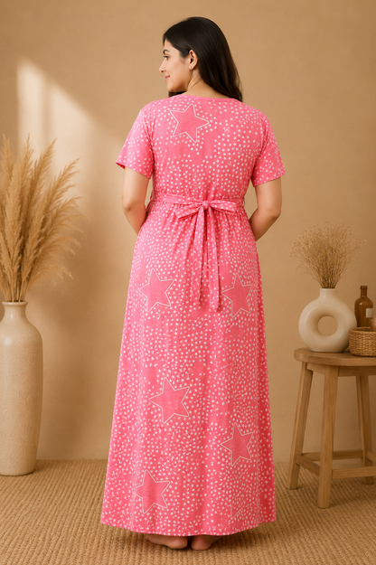Zipless Cotton Maternity & Feeding Nightgown | Pregnancy | Blush Pink
