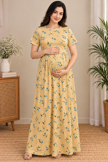 Zipless Cotton Maternity & Feeding Nightgown | Pregnancy | Vanilla Bloom