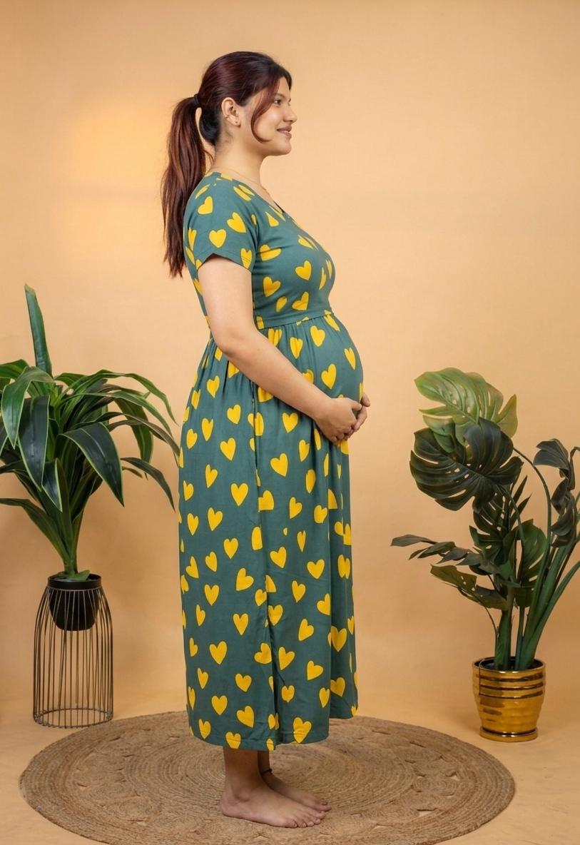 Zipless Cotton Maternity & Feeding Nightgown | Pregnancy Nighty | PBY1