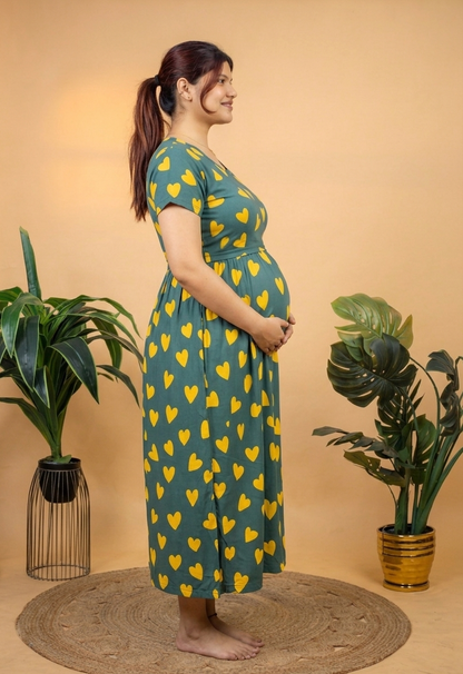 Zipless Cotton Maternity & Feeding Nightgown | Pregnancy Nighty | PBY1