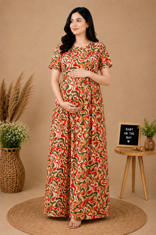 Zipless Cotton Maternity & Feeding Nightgown | Pregnancy | Terra Flow