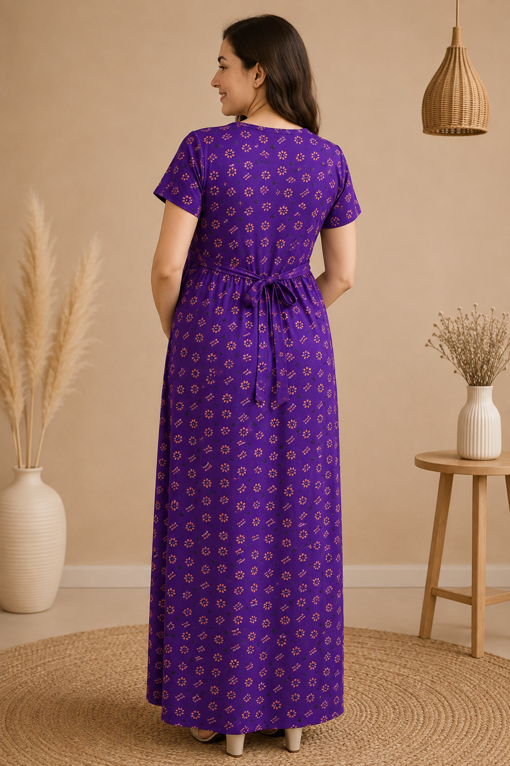 Zipless Cotton Maternity & Feeding Nightgown | Pregnancy | Voilet Bliss