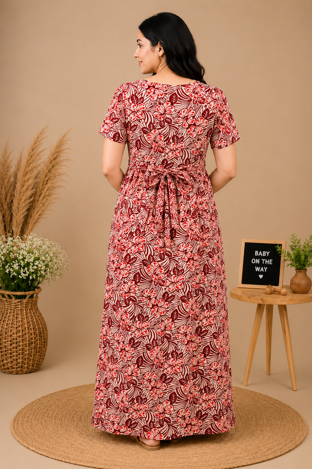 Zipless Cotton Maternity & Feeding Nightgown | Pregnancy | Coral