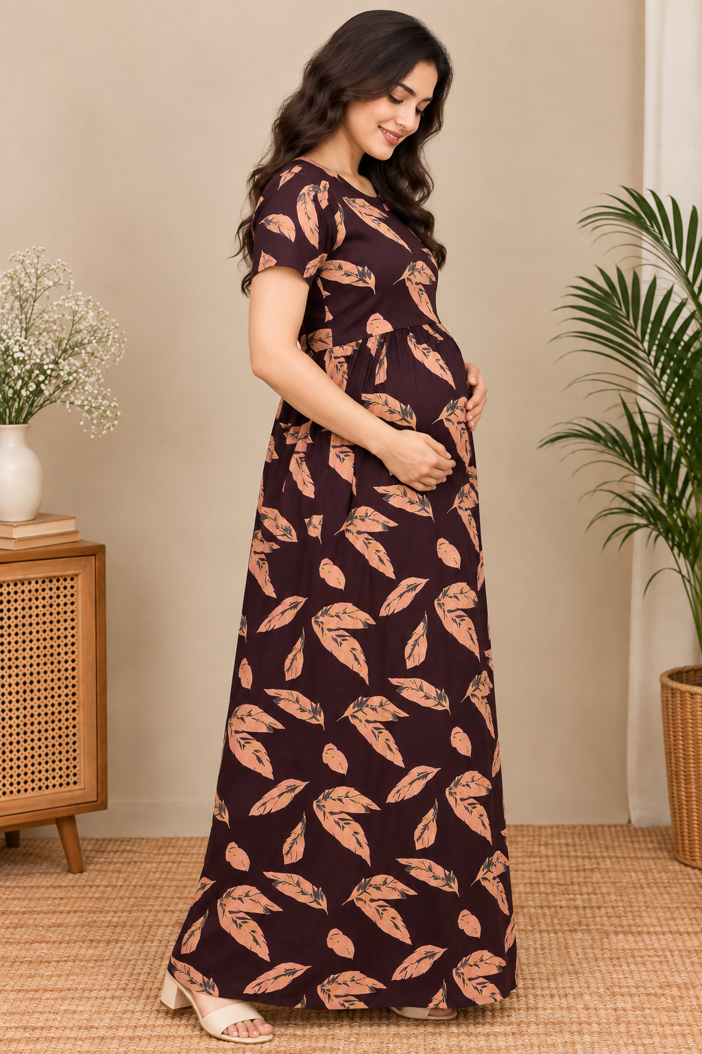Zipless Cotton Maternity & Feeding Nightgown | Pregnancy | Mahagony