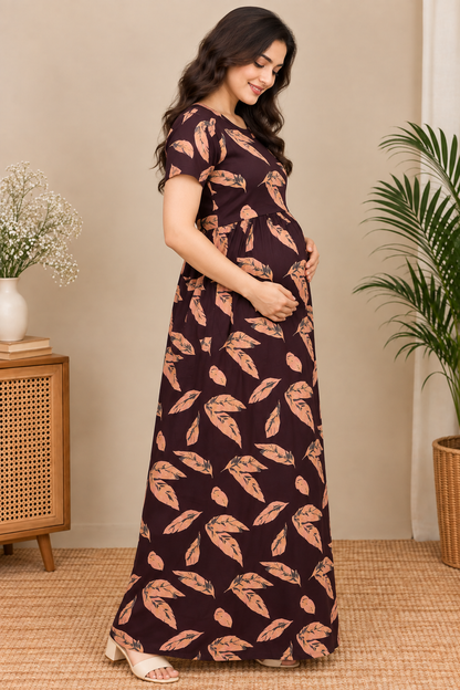 Zipless Cotton Maternity & Feeding Nightgown | Pregnancy | Mahagony