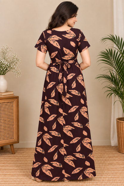 Zipless Cotton Maternity & Feeding Nightgown | Pregnancy | Mahagony