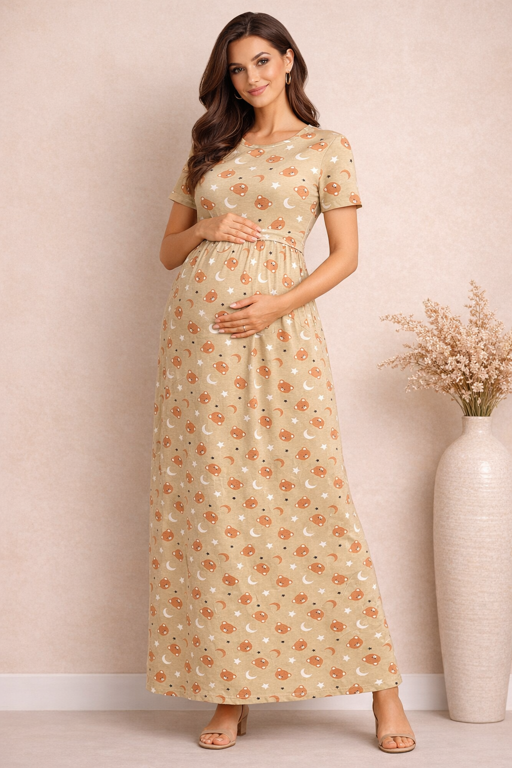 Zipless Cotton Maternity & Feeding Nightgown | Pregnancy Nighty | TDY
