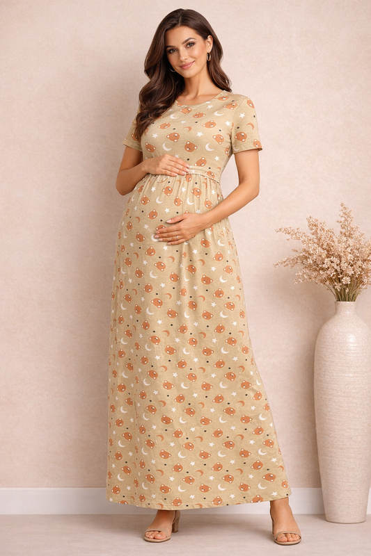 Zipless Cotton Maternity & Feeding Nightgown | Pregnancy Nighty | TDY