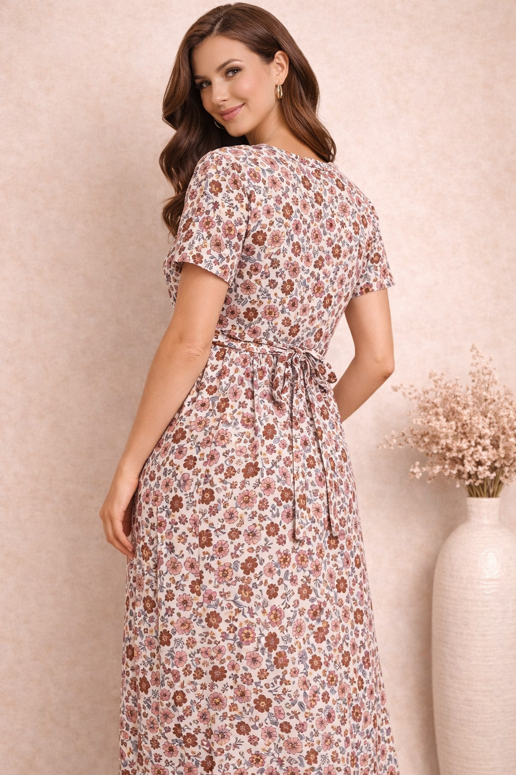 Zipless Cotton Maternity & Feeding Nightgown | Pregnancy Nighty | WhiteFloral