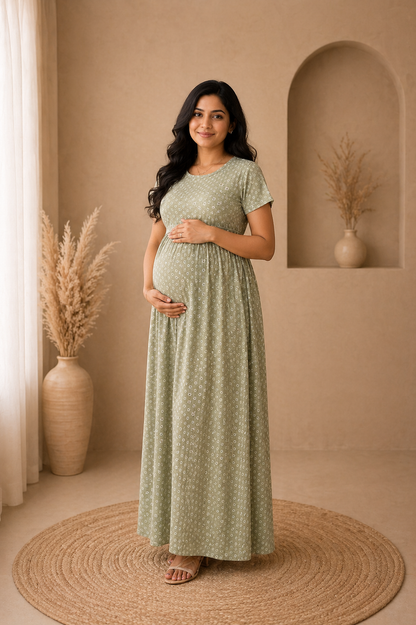 Zipless Cotton Maternity & Feeding Nightgown | Pregnancy Nighty | Daisy