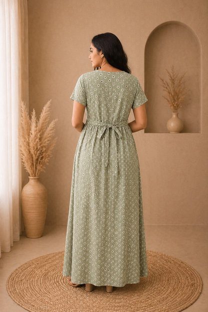 Zipless Cotton Maternity & Feeding Nightgown | Pregnancy Nighty | Daisy