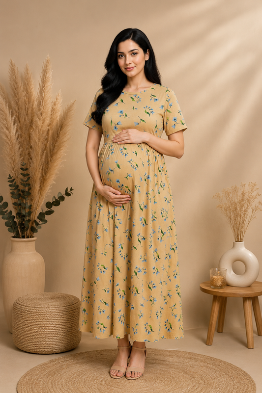 Zipless Cotton Maternity & Feeding Nightgown | Pregnancy | Vanilla Bloom