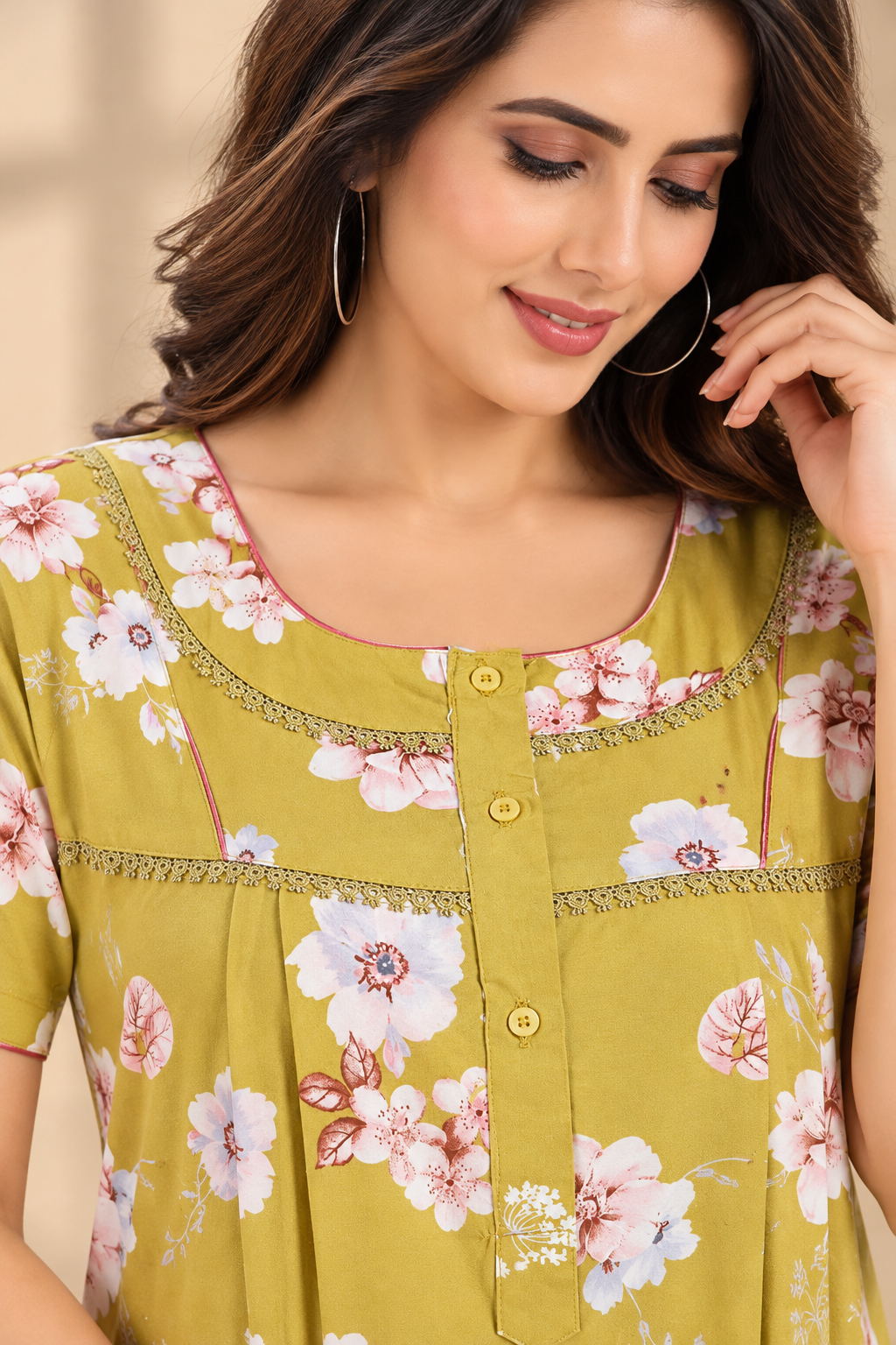 Jammies Haven Premium Rayon Nighty for Women | Mustard Yellow