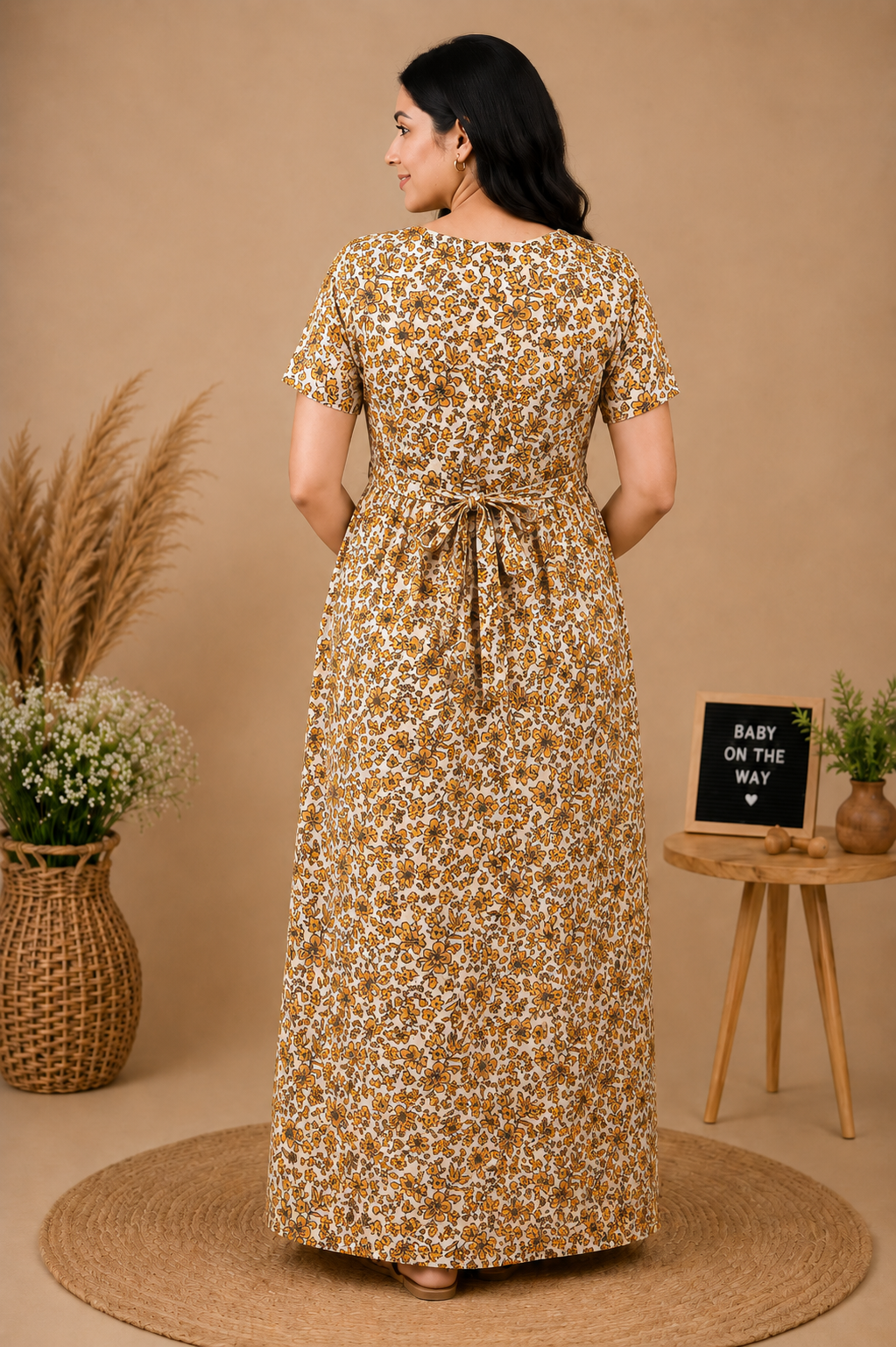 Zipless Cotton Maternity & Feeding Nightgown | Pregnancy | Honey Floral