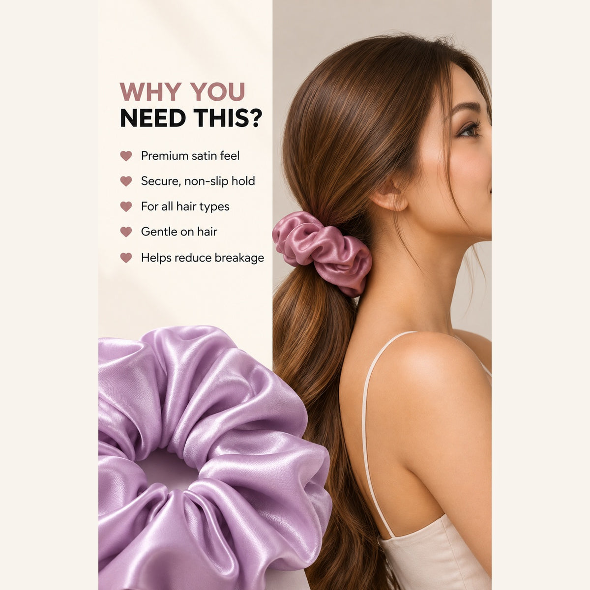 White Regular Hair Scrunchies for Women & Girls | Pack of 6