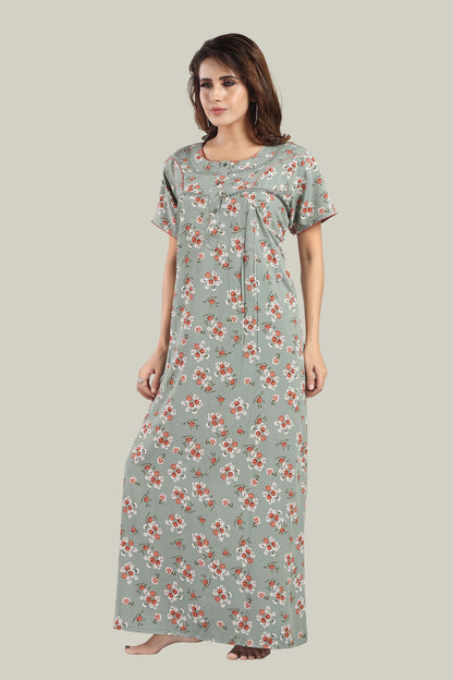 Jammies Haven Rayon Nighty in Dark Blue | Premium Nighty | Short Sleeve | Side Pocket