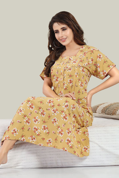 Jammies Haven Rayon Nighty in Dark Blue | Premium Nighty | Short Sleeve | Side Pocket