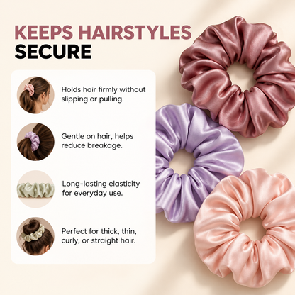 White Regular Hair Scrunchies for Women & Girls | Pack of 6
