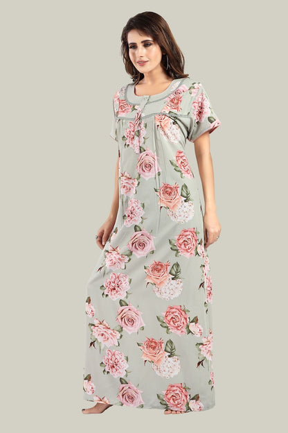 Jammies Haven Rayon Nighty in Light Green | Premium Nighty | Short Sleeve |Side Pocket | NRL