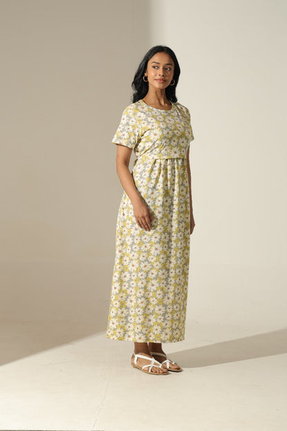 Jammies Haven Feeding Gown – Zipless Cotton Maternity & Nursing Gown for Pregnancy & Postpartum | ILTGFD02