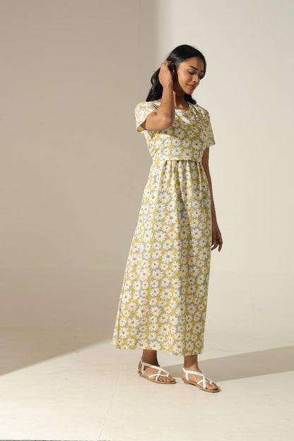 Jammies Haven Feeding Gown – Zipless Cotton Maternity & Nursing Gown for Pregnancy & Postpartum | ILTGFD02