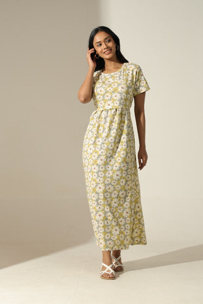 Jammies Haven Feeding Gown – Zipless Cotton Maternity & Nursing Gown for Pregnancy & Postpartum | ILTGFD02