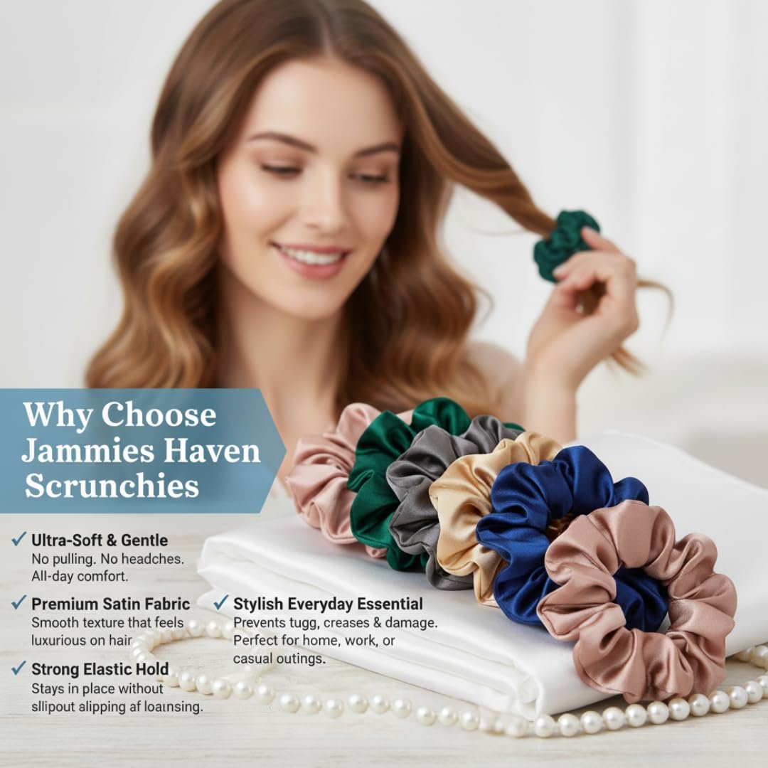 Woman styling her hair with a white slim scrunchie