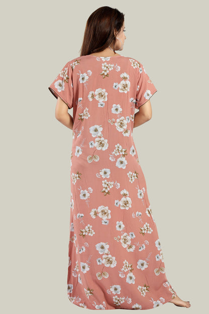 Jammies Haven Rayon Nighty in Light Blue | Premium Nighty | Short Sleeve |Side Pocket | RY